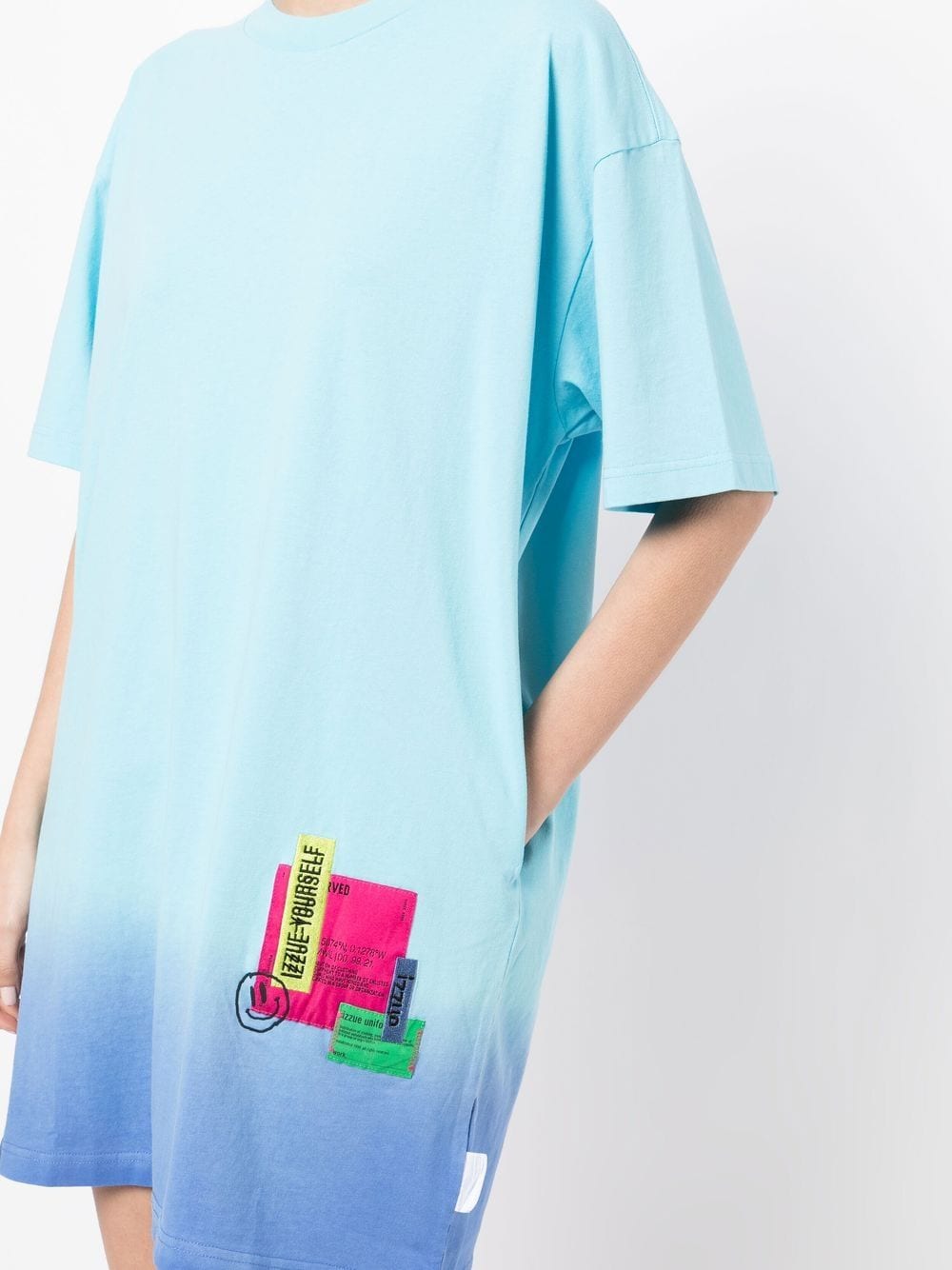 Shop Izzue Patchwork Ombré Effect T-shirt In Blue