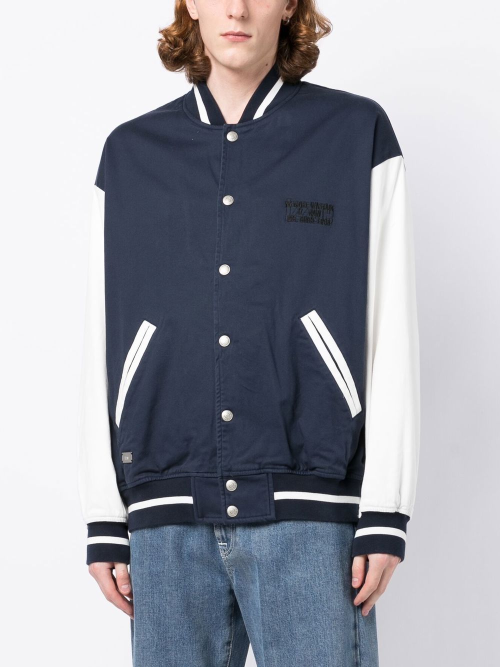 Shop Izzue Slogan-print Bomber Jacket In Blue