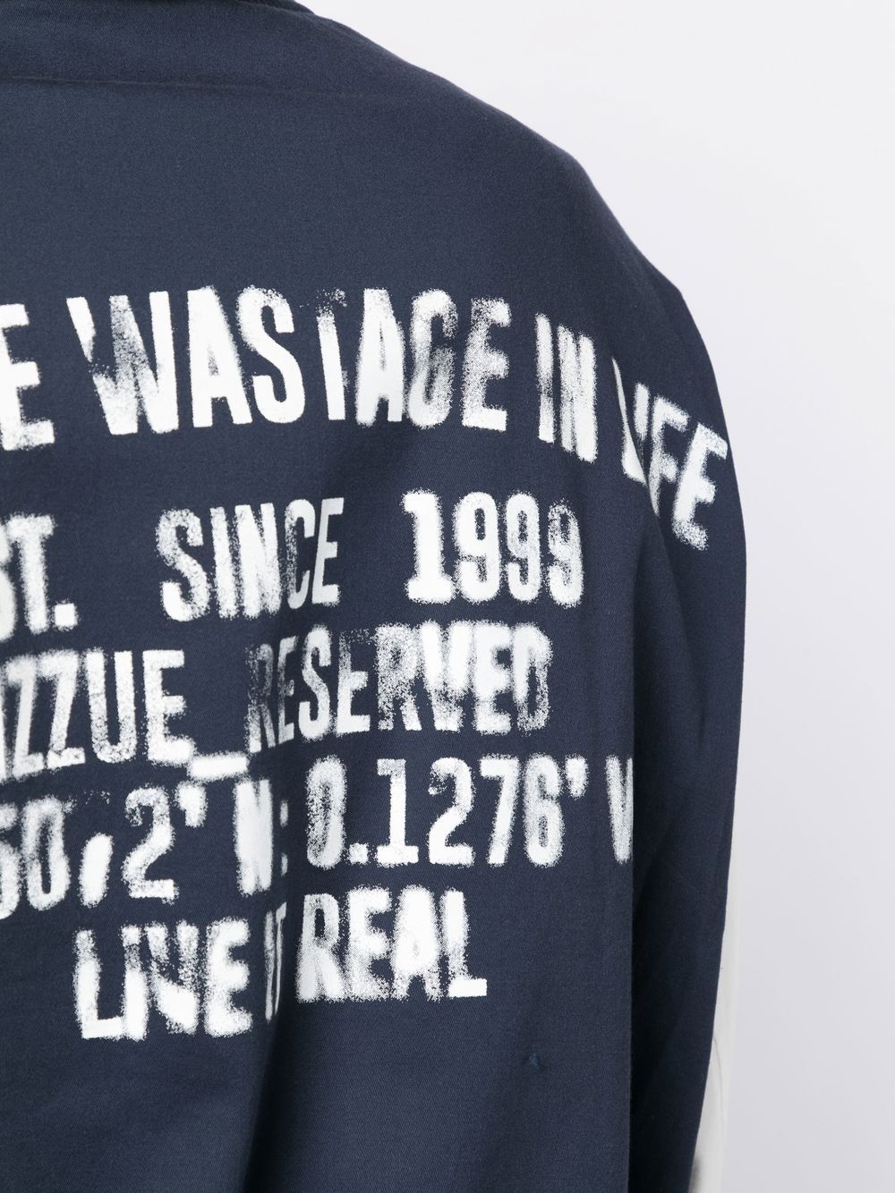 Shop Izzue Slogan-print Bomber Jacket In Blue