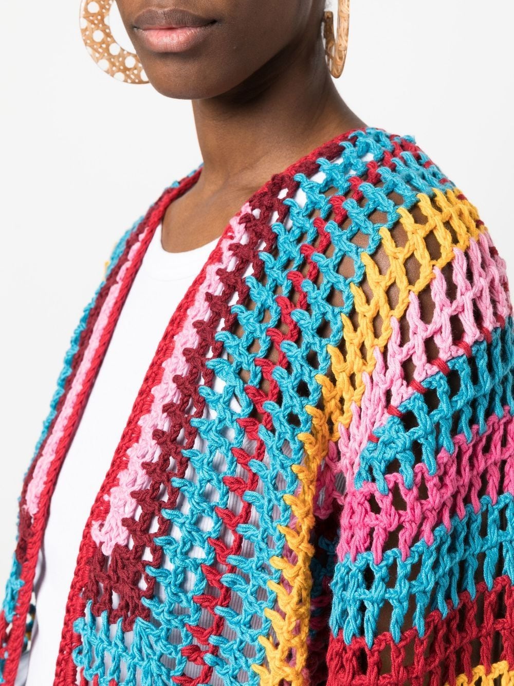 FARM Rio Colourblock Crochet Cardigan - Farfetch