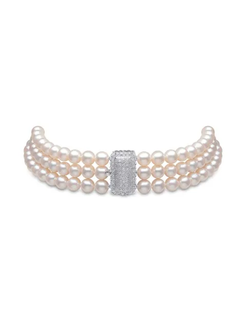 Yoko London 18kt white gold pearl and diamond choker
