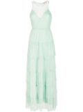 TWINSET flounce detail tulle maxi dress - Green