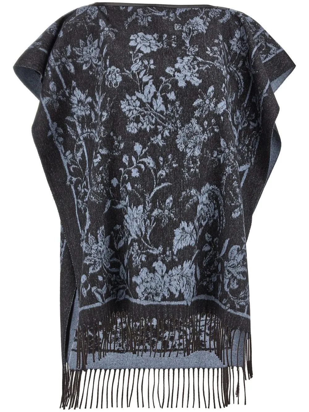 

Ferragamo jaguar-print silk-blend poncho - Azul