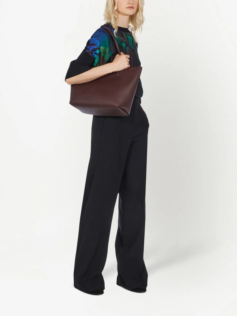 Ferragamo Gancini leren shopper - Bruin