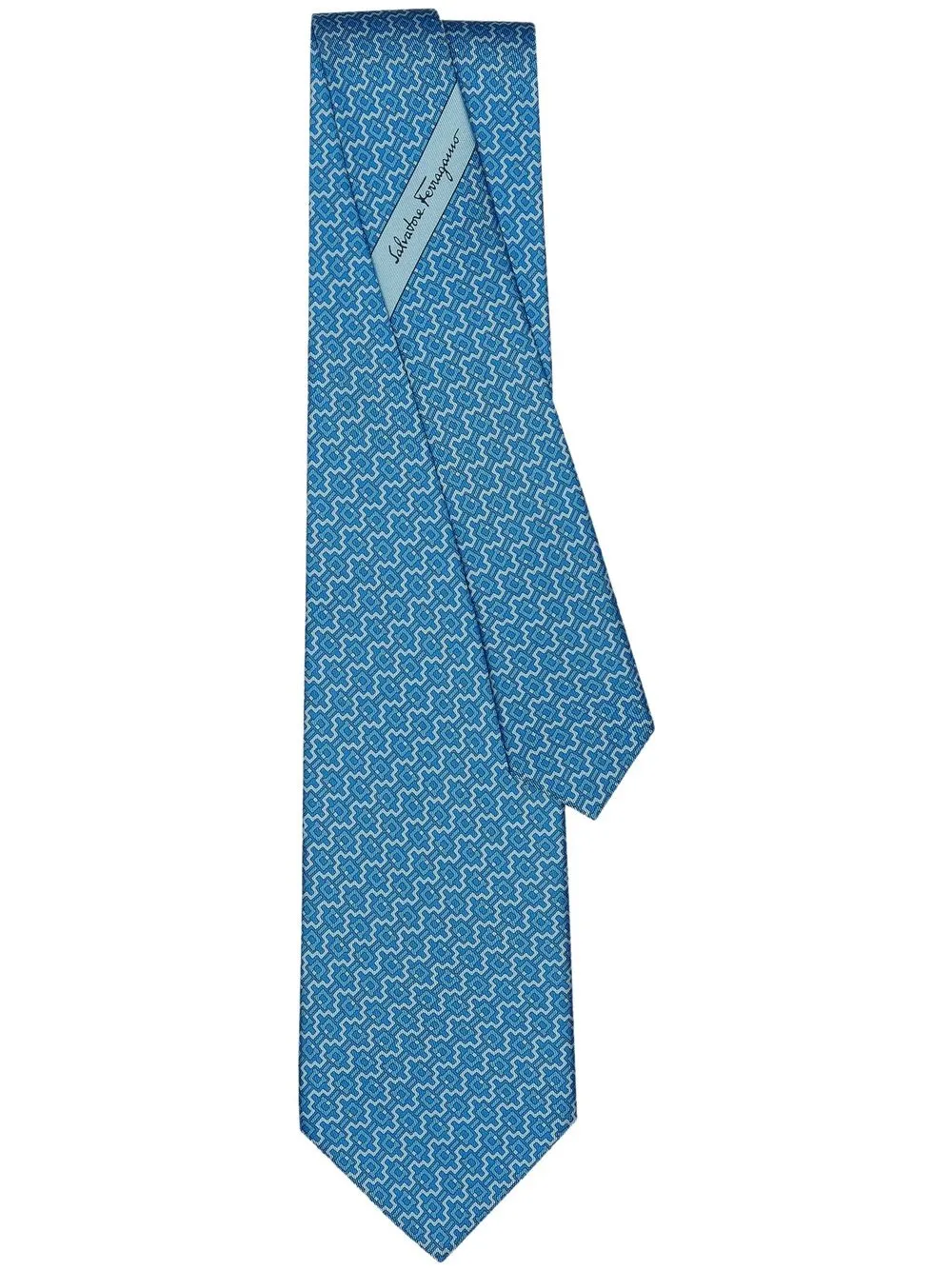 

Ferragamo Gancini-print silk tie - Blue