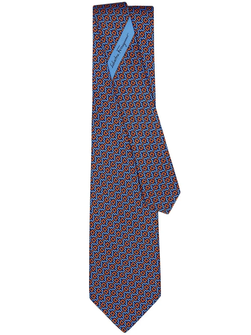 

Ferragamo corbata de seda con estampado Gancini - Azul