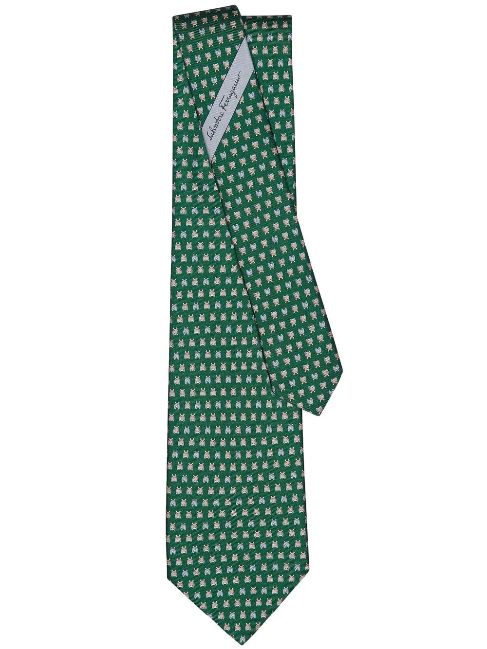 

Ferragamo corbata de seda con estampado Hippo - Verde