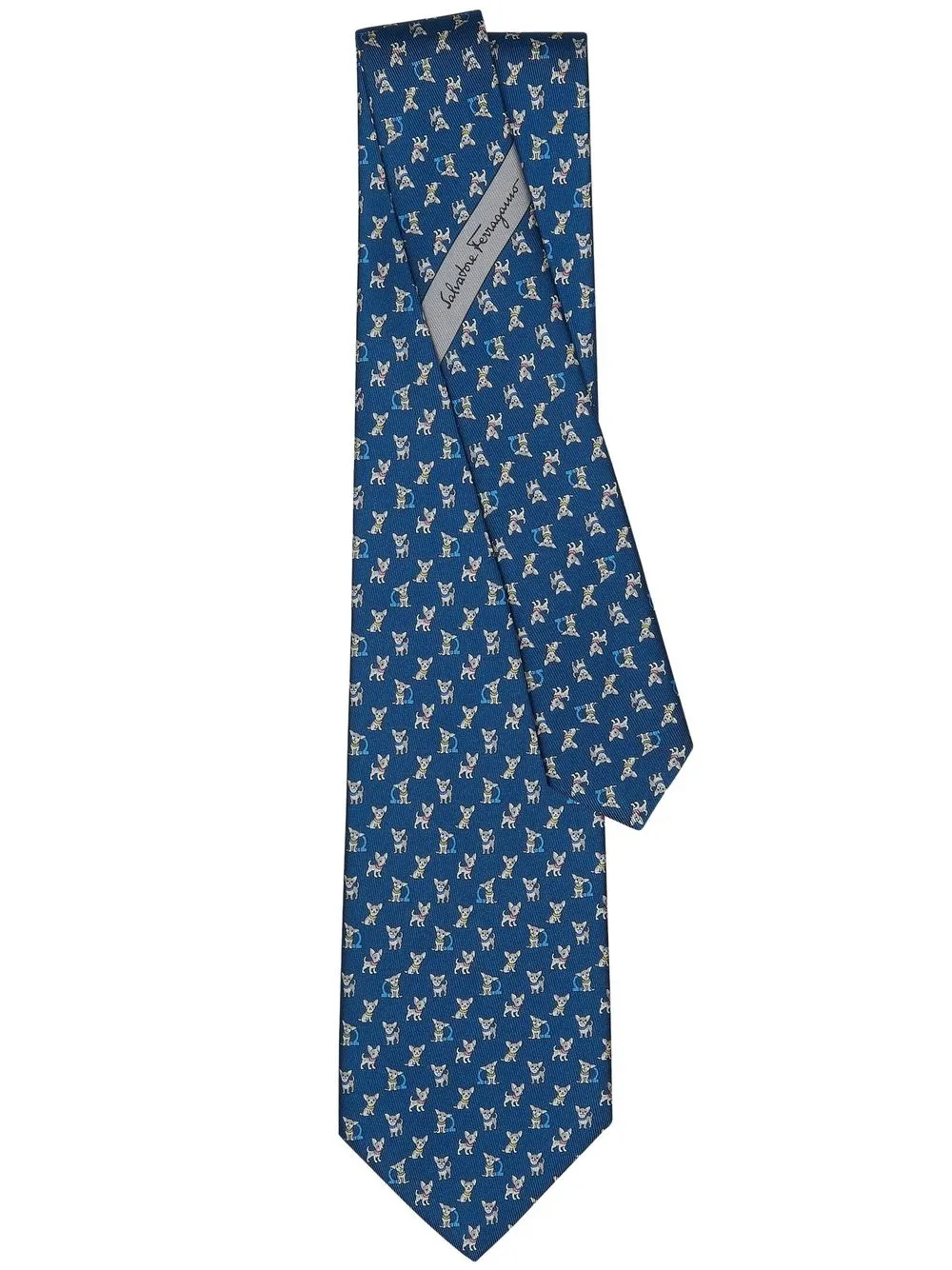 

Ferragamo corbata de seda con estampado Puppy - Azul