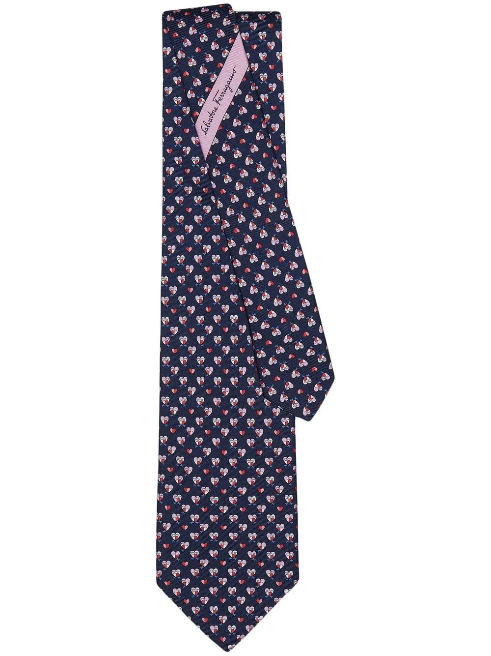 

Ferragamo corbata con estampado de corazón - Azul