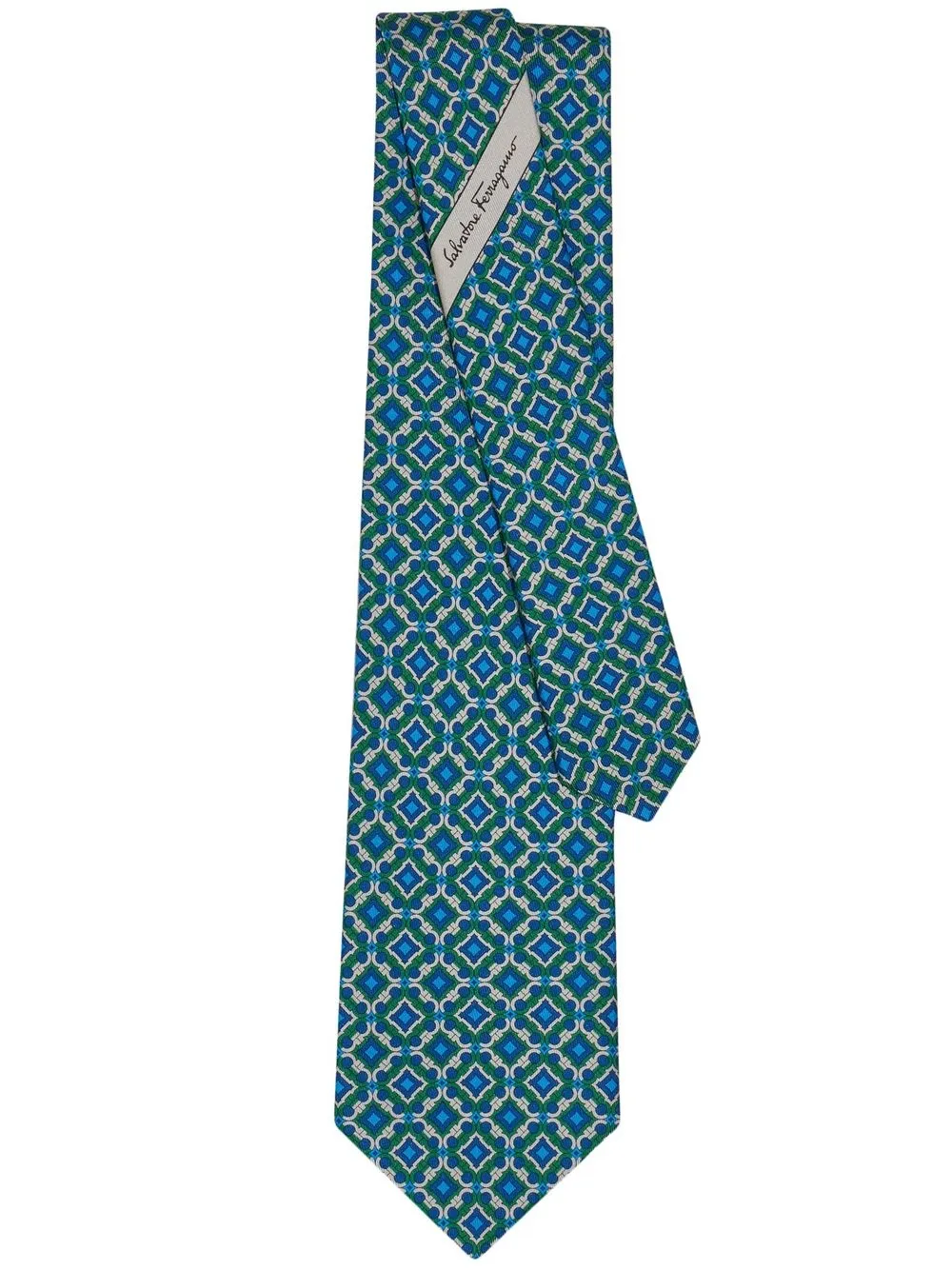 

Ferragamo corbata de seda con estampado Gancini - Verde