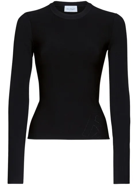 Ferragamo crew neck long-sleeved knitted top