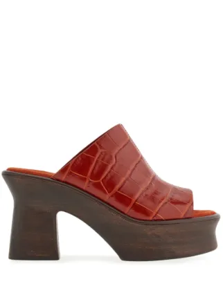 Ferragamo 85mm crocodile effect Wedge Sandals Farfetch