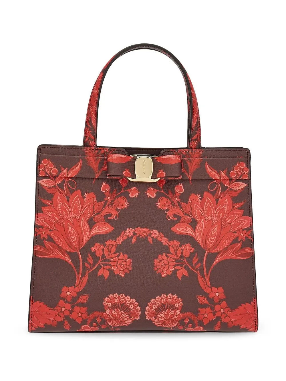 

Ferragamo Vara Bow floral-print leather tote bag - Brown