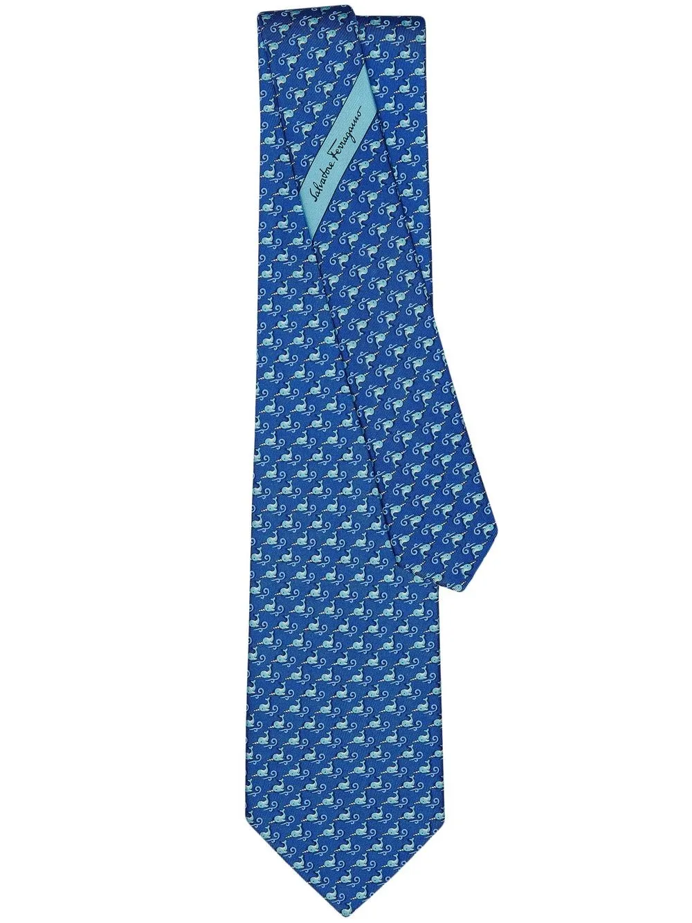 

Ferragamo Narwhal print silk tie - Blue