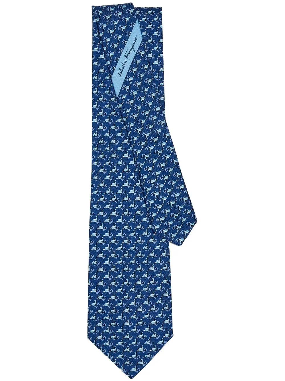 

Ferragamo Narwhal print silk tie - Blue