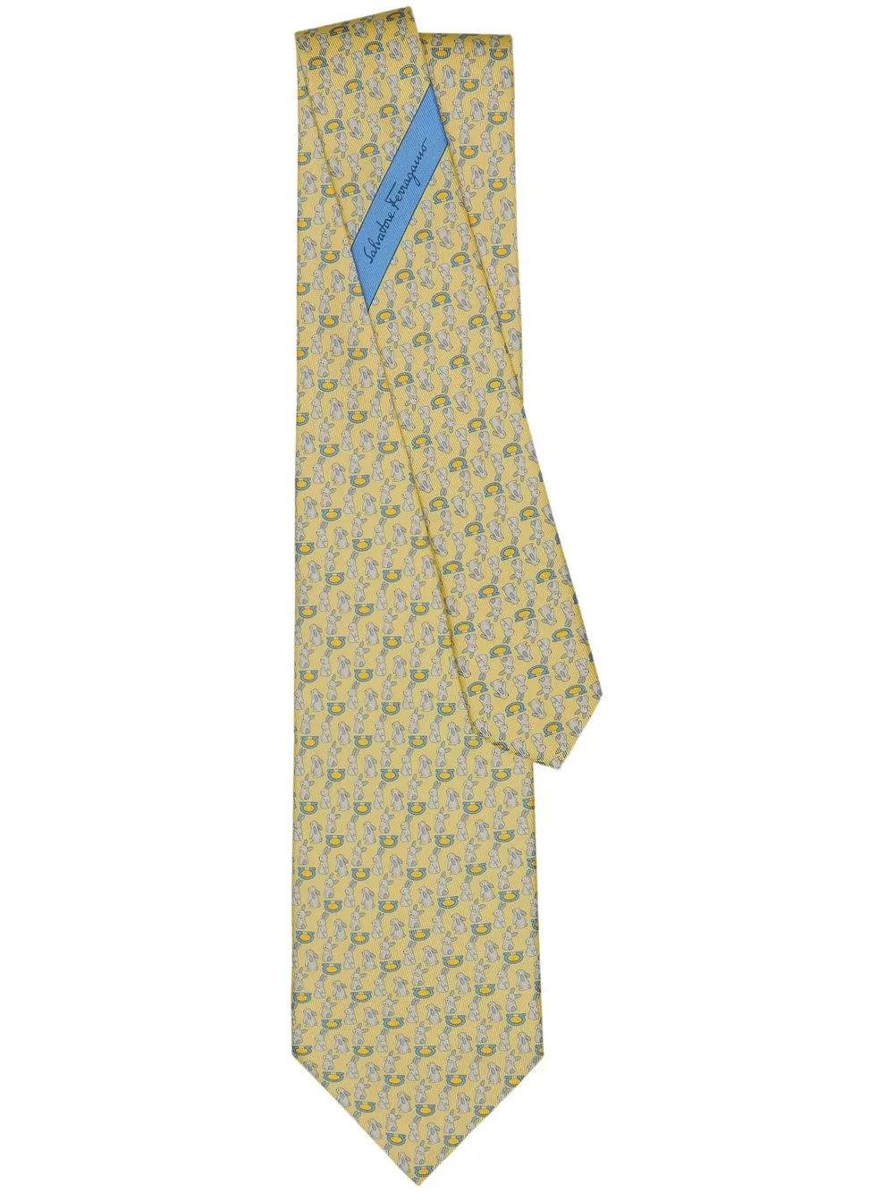 

Ferragamo corbata de seda con conejos estampados - Amarillo