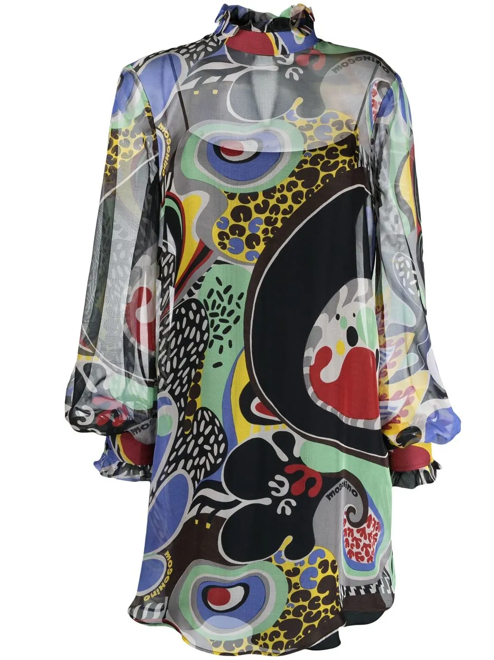 

Moschino silk graphic-print mini dress - Black