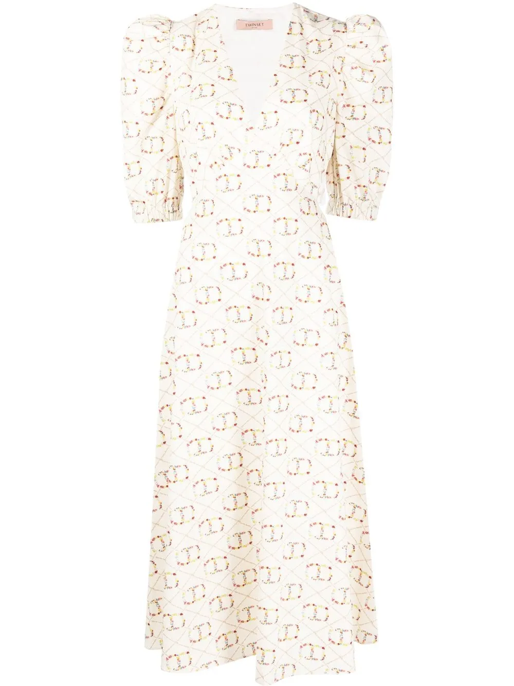 

TWINSET Oval T-logo midi dress - Neutrals