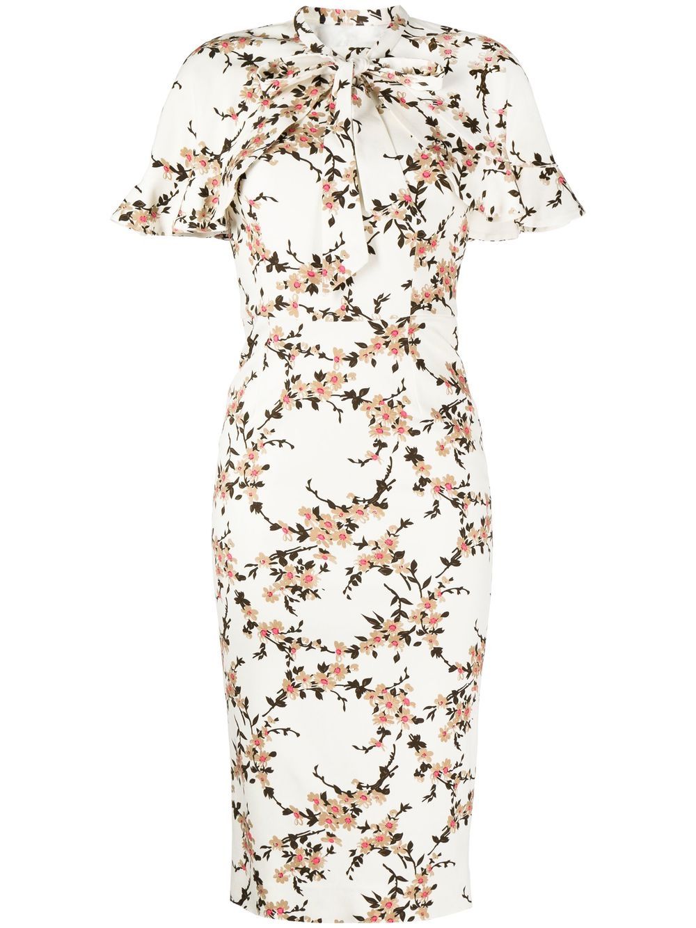Jane Primrose Floral-print Dress With Cape In White