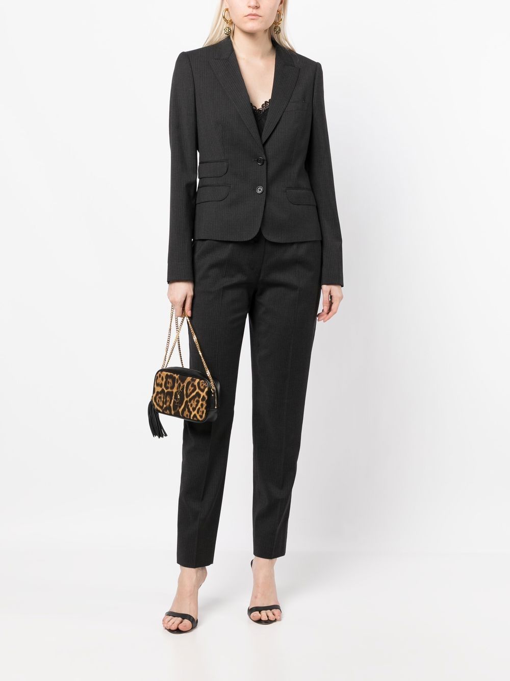 Shop Dolce & Gabbana Pinstripe Slim-leg Trousers In Black