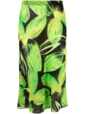 Louisa Ballou leaf-print midi skirt - Green