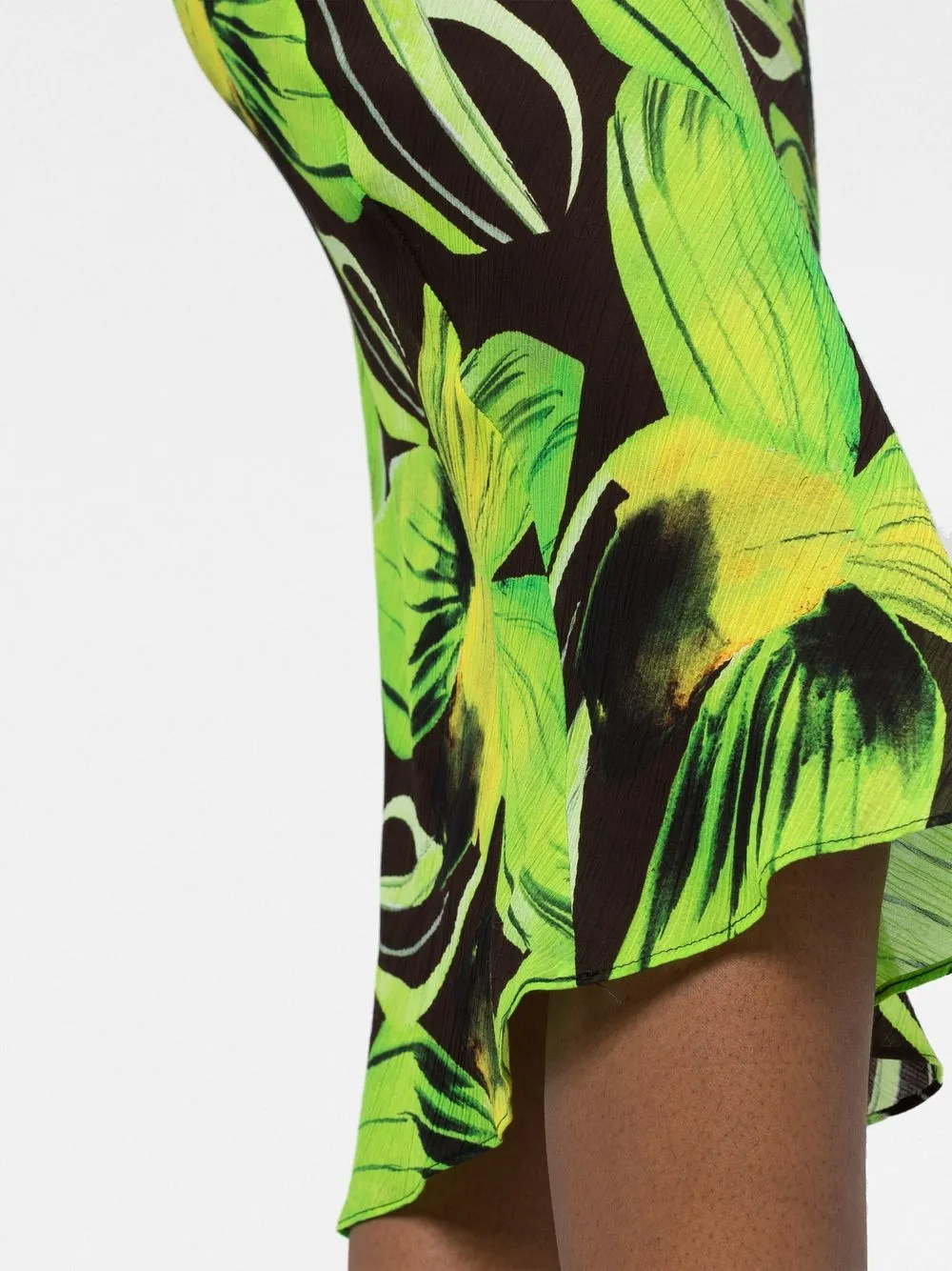 Shop Louisa Ballou Leaf-print Midi Skirt In Green