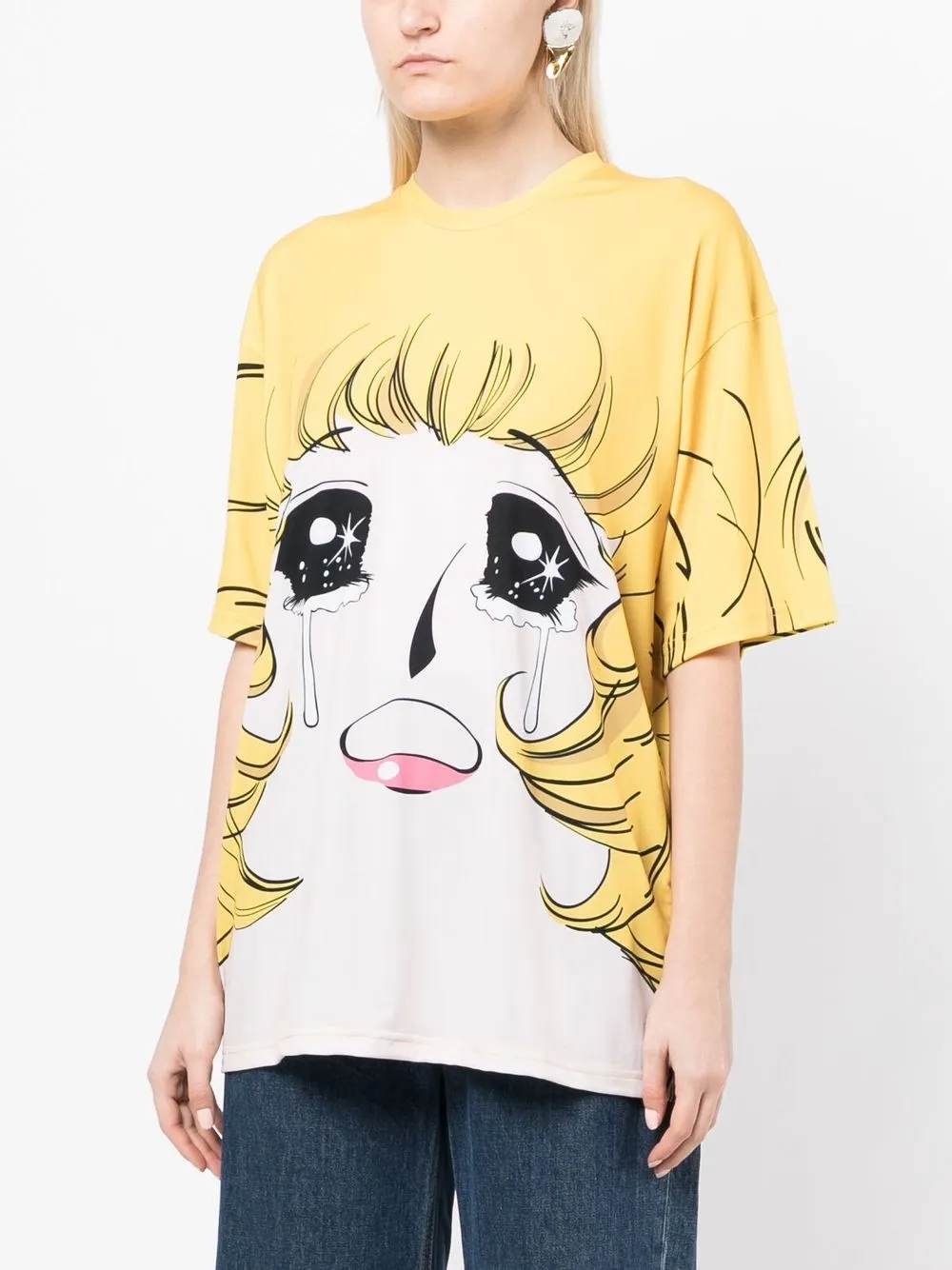 Pushbutton Graphic-print T-shirt Dress In Yellow