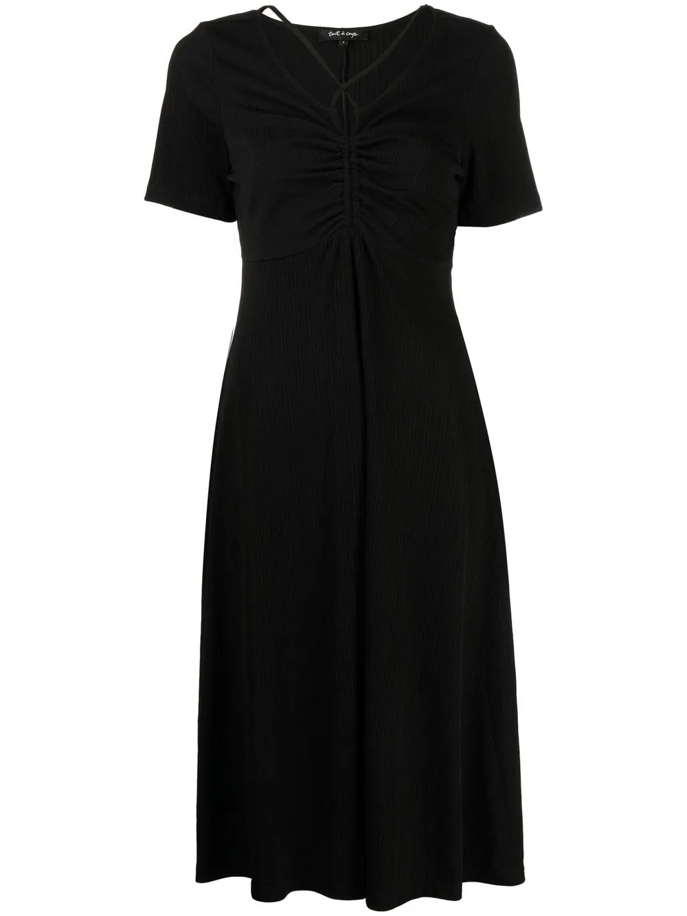 

tout a coup gathered-detailing midi dress - Black