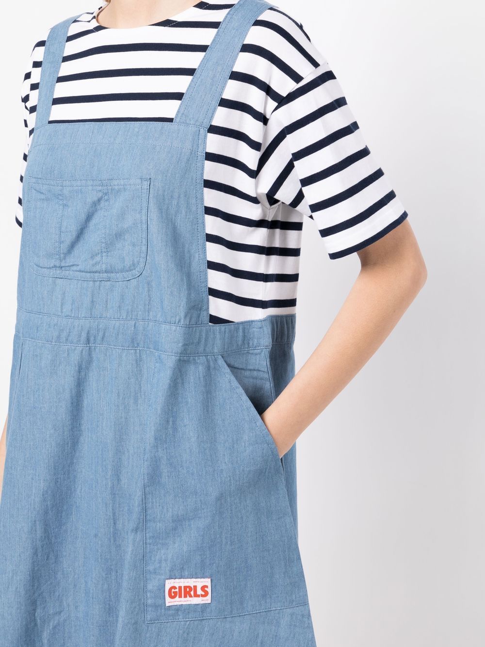 Shop Chocoolate Cotton Dungaree Dress In Blue