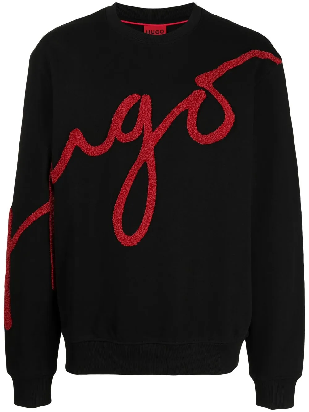 

HUGO chenille logo patch jumper - Black