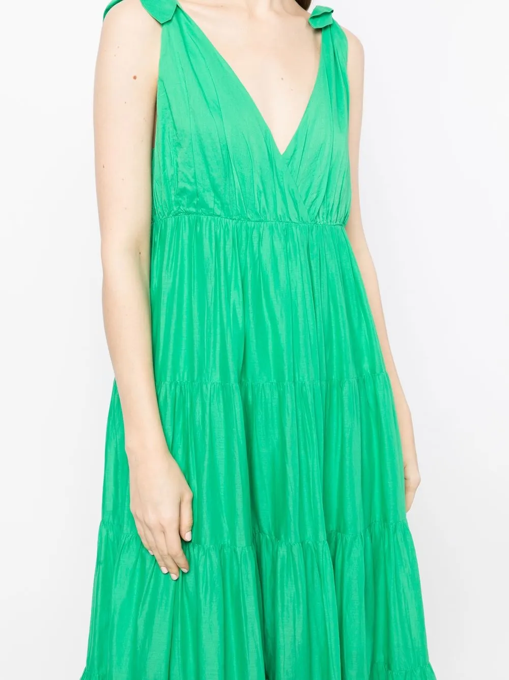 Merlette Flor Tiered Cotton Voile Dress In Green