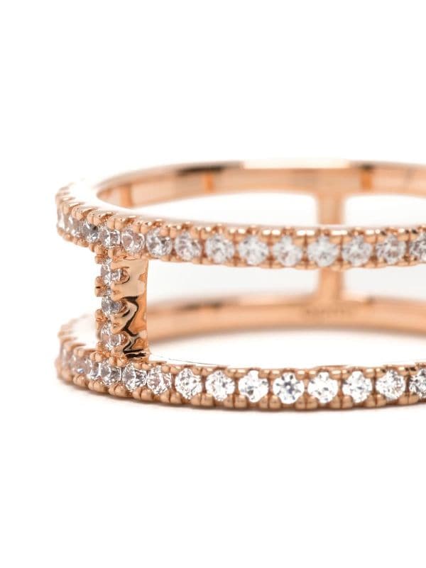 APM Monaco Rose Gold Double Frame Ring Farfetch