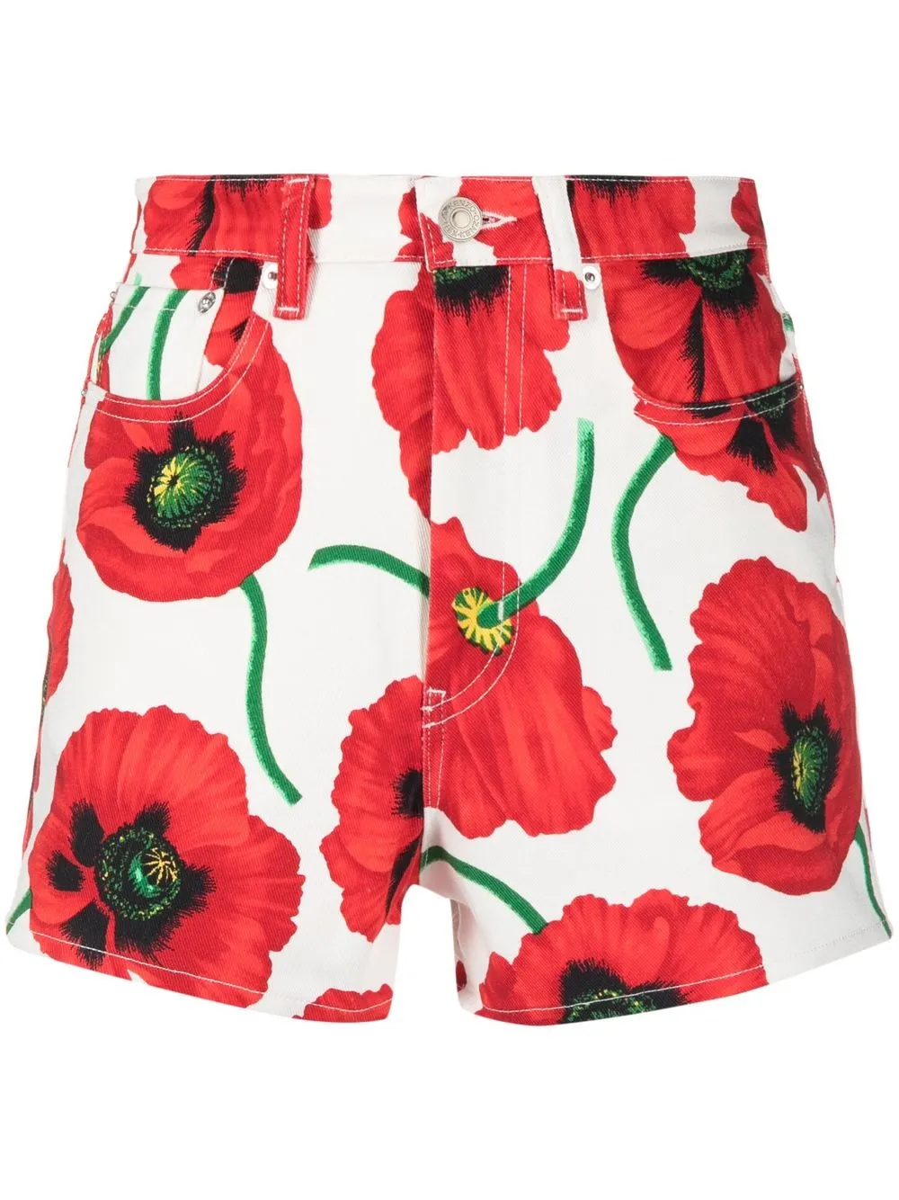 

Kenzo poppy-print mini shorts - White