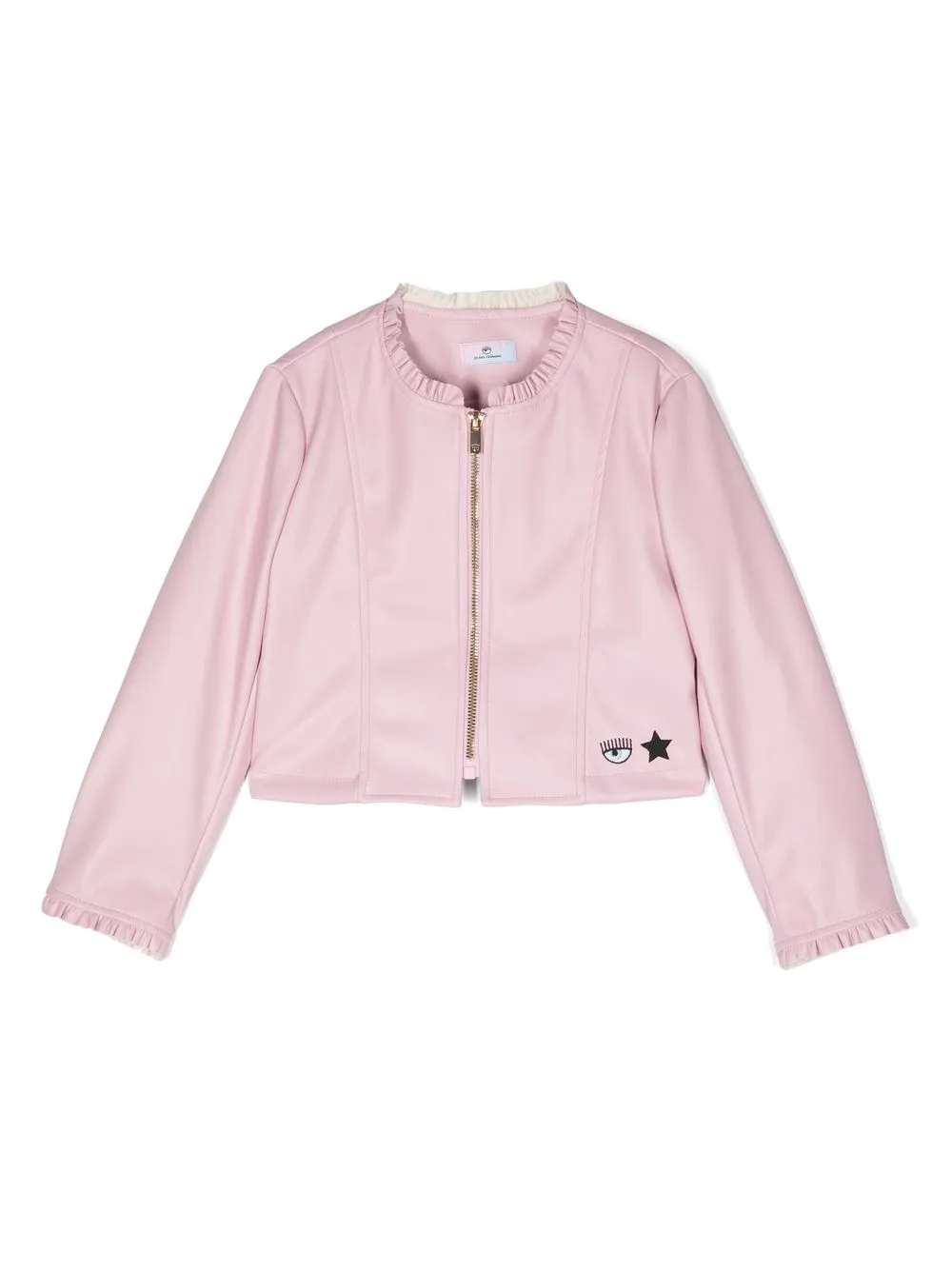 

Chiara Ferragni Kids logo-patch cropped jacket - Pink