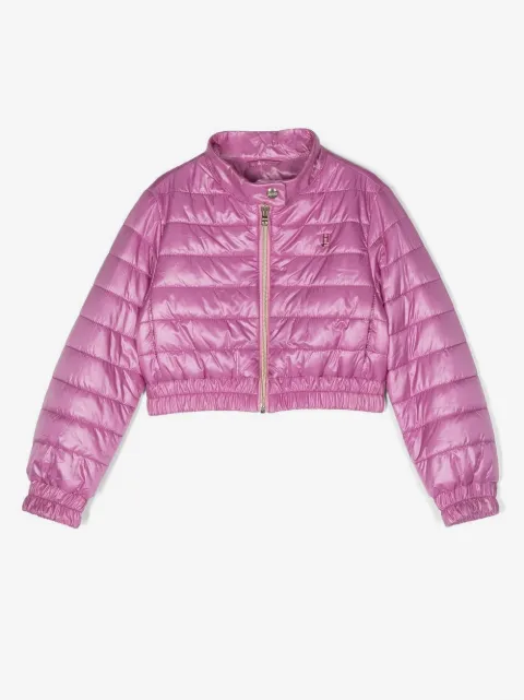 Herno Kids metallic cropped padded jacket
