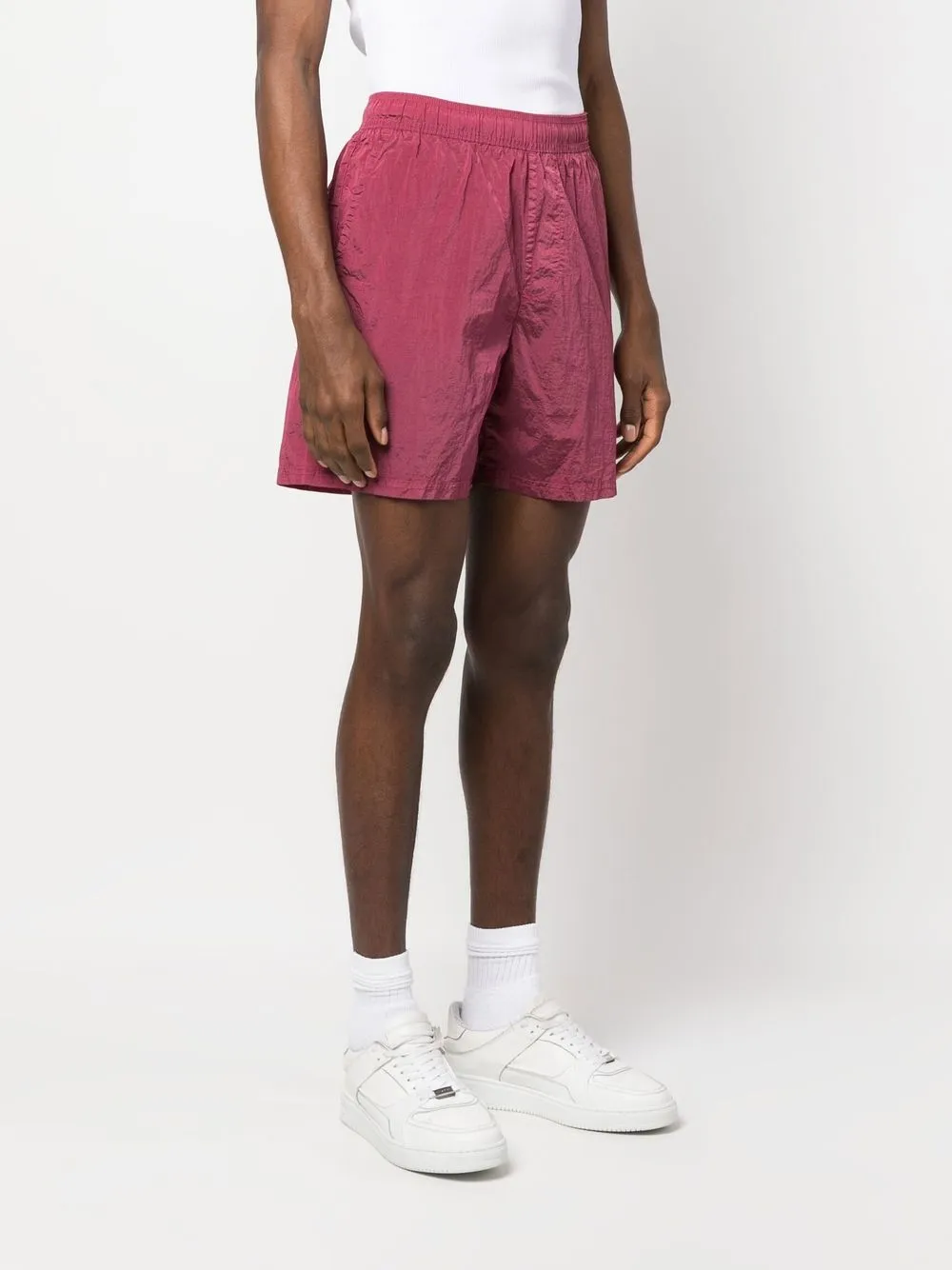 Stone Island Compass-patch Track Shorts In Pink