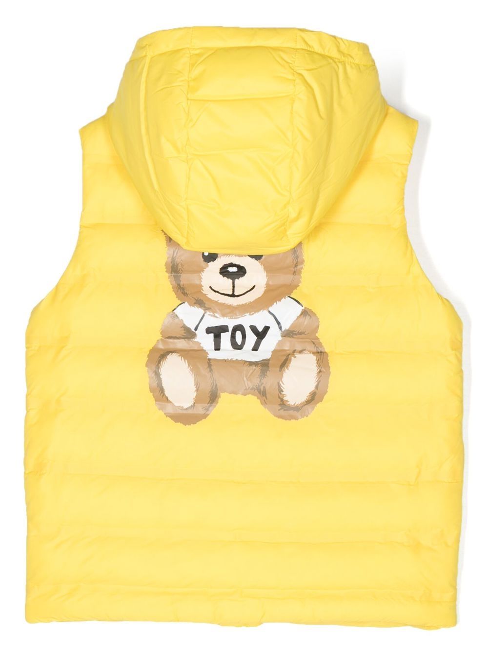 Shop Moschino Teddy Bear Padded Gilet In Yellow