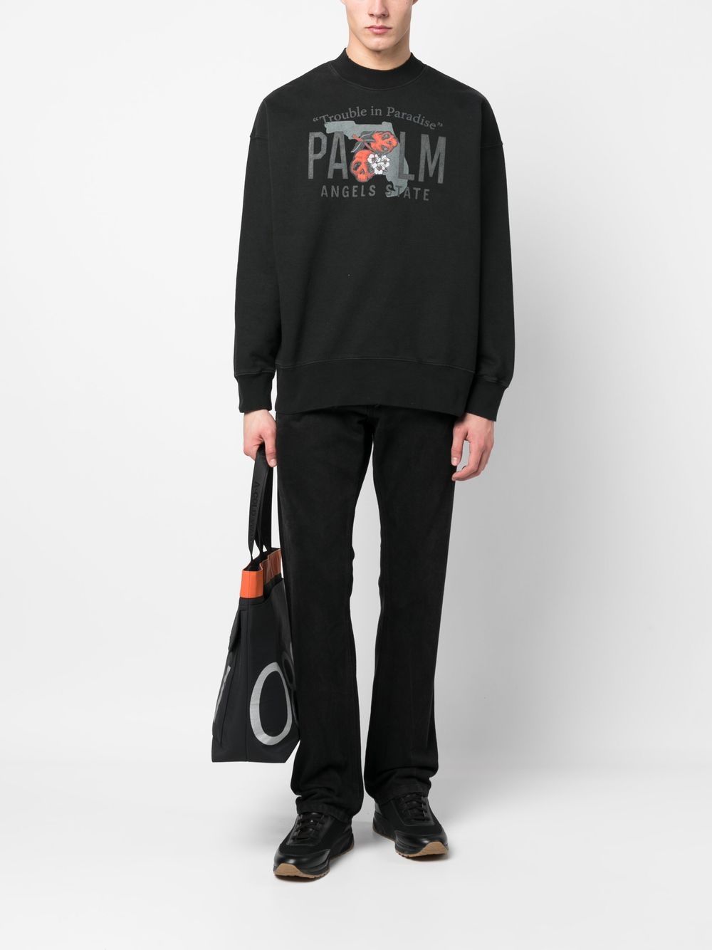 Shop Palm Angels Logo-print Cotton Sweatshirt In Black