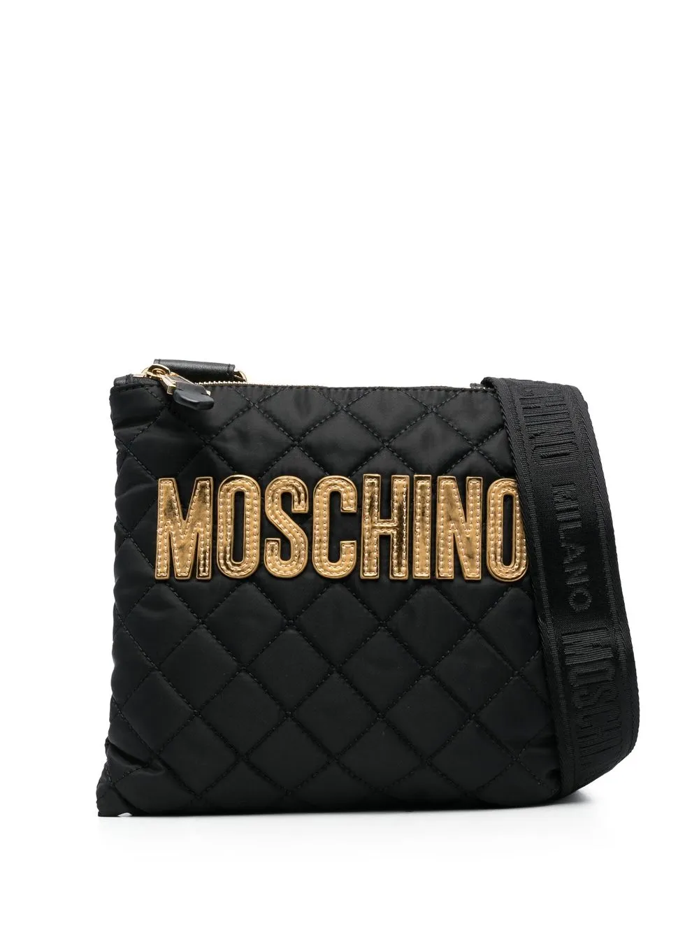 

Moschino logo-patch quilted crossbody bag - Black