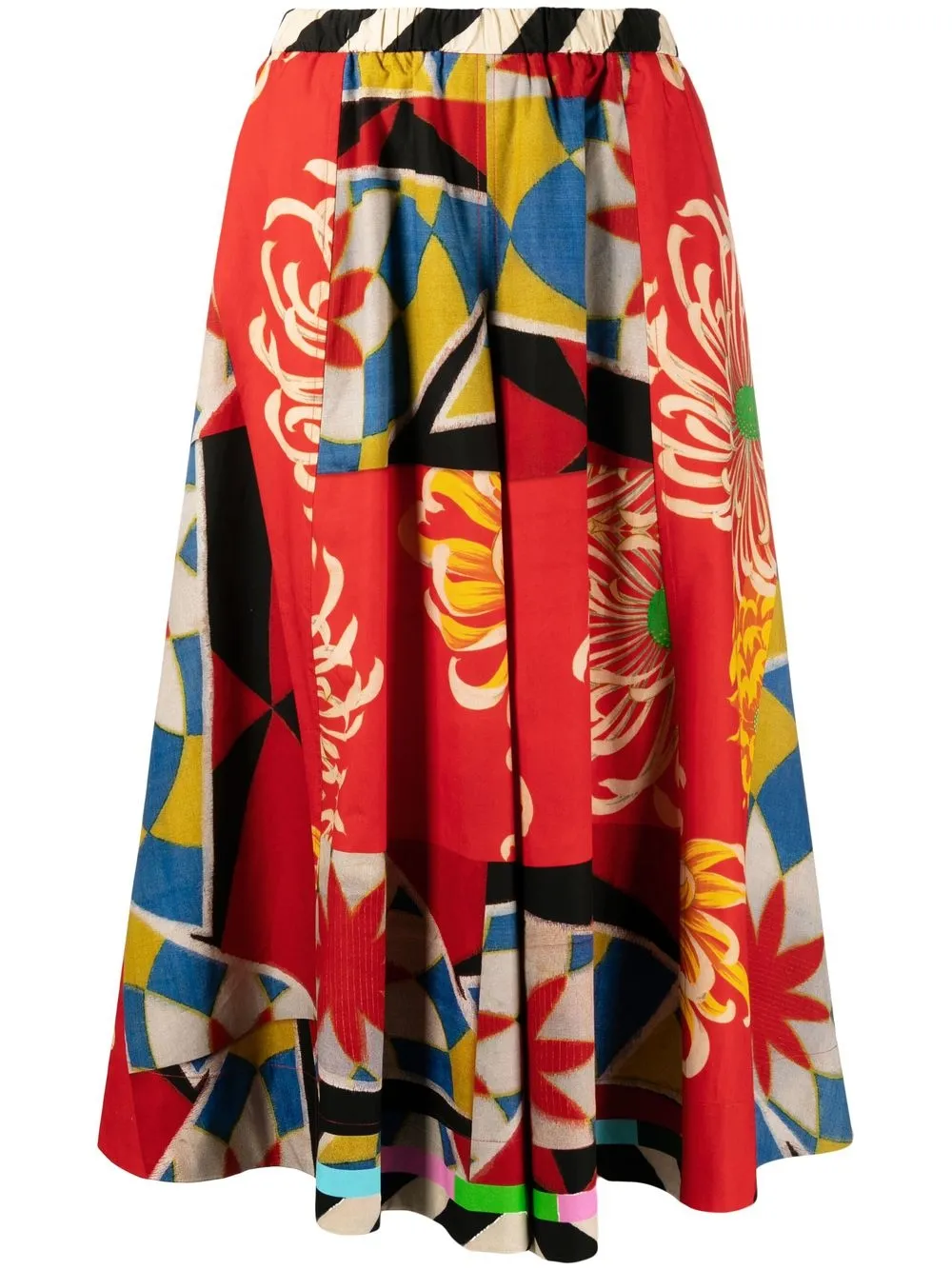 

Pierre-Louis Mascia mixed-print midi skirt - Red