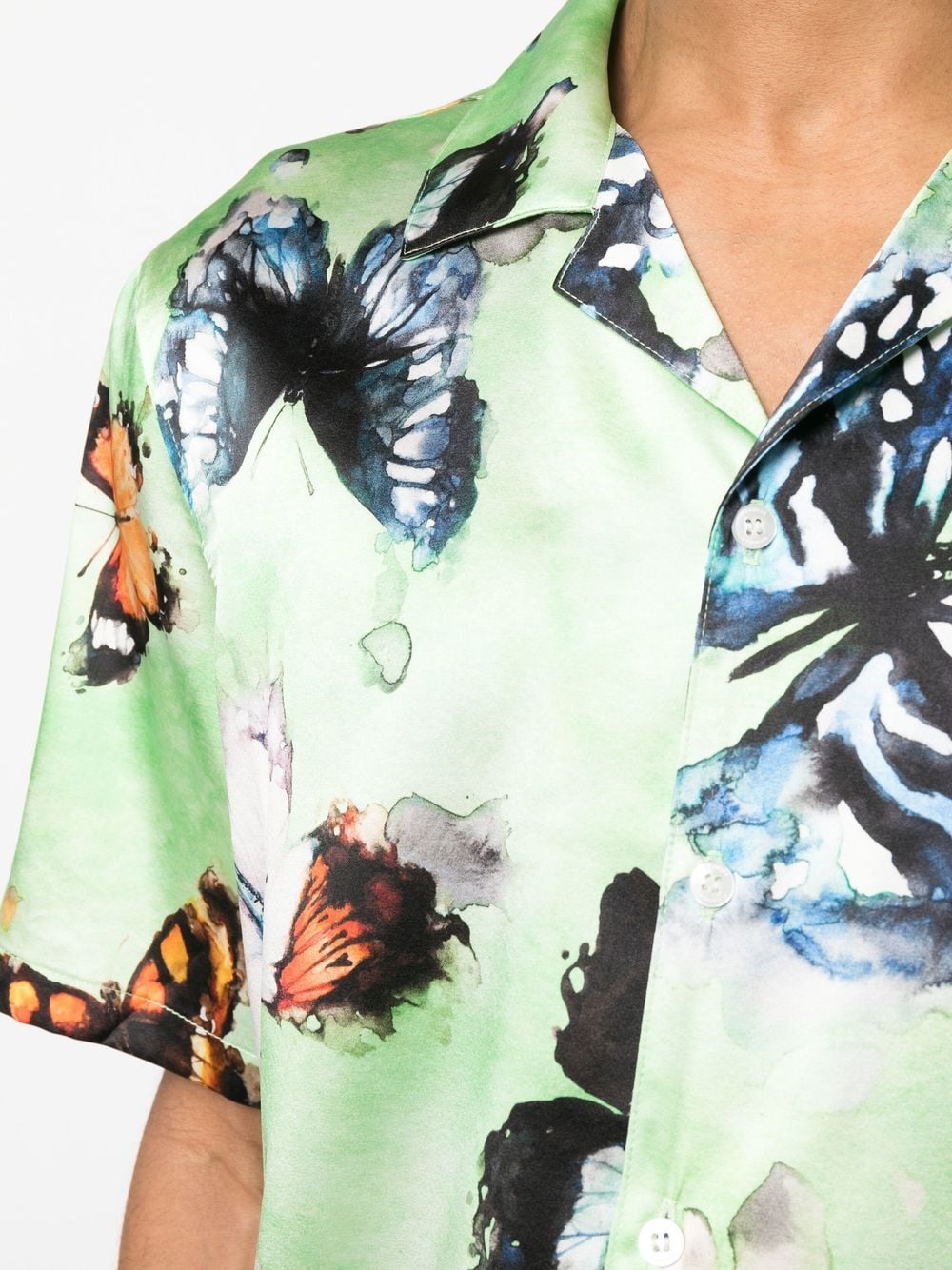 Shop Nahmias Butterfly Print Short-sleeve Shirt In Green