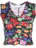 Collina Strada floral-print ruched vest top - Black