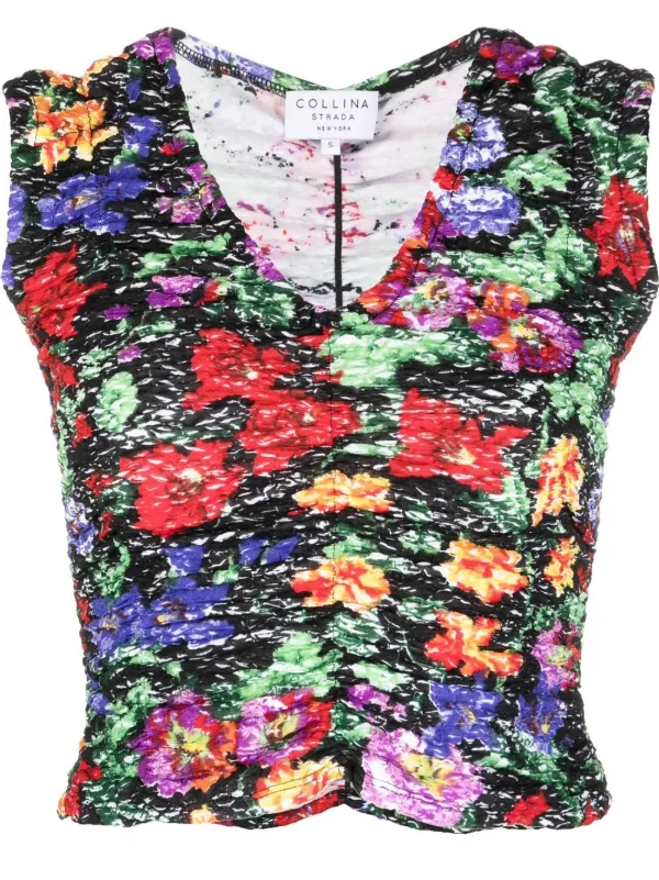 Collina Strada＞＞＞レースアップ フローラル トップ Collina Strada＞＞＞レースアップ フローラル トップ Collina