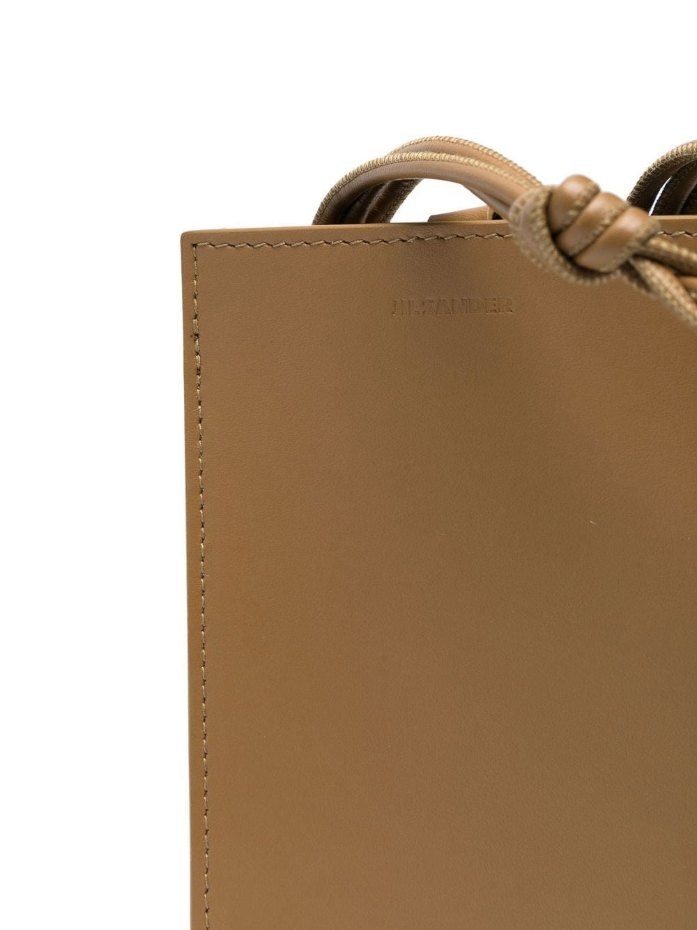 Shop Jil Sander Twisted Strap Leather Bag In Brown