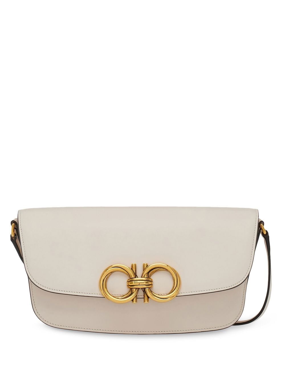 Ferragamo Trapezio Flap Leather Shoulder Bag In Nude