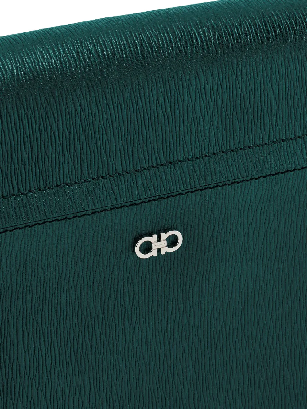 Ferragamo Gancini leren messengertas Groen