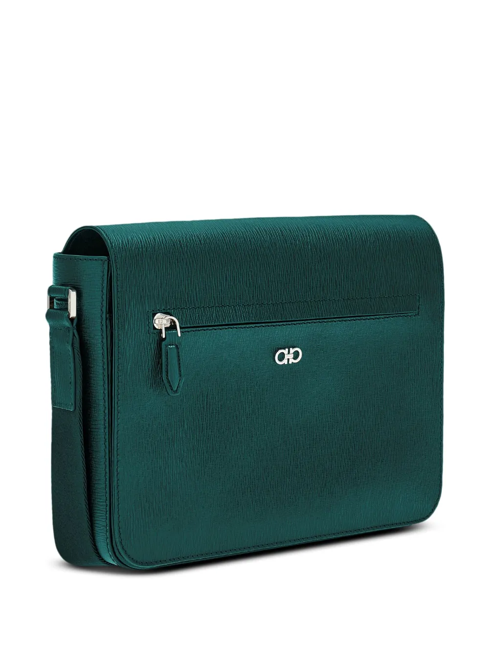 Ferragamo Gancini leren messengertas Groen