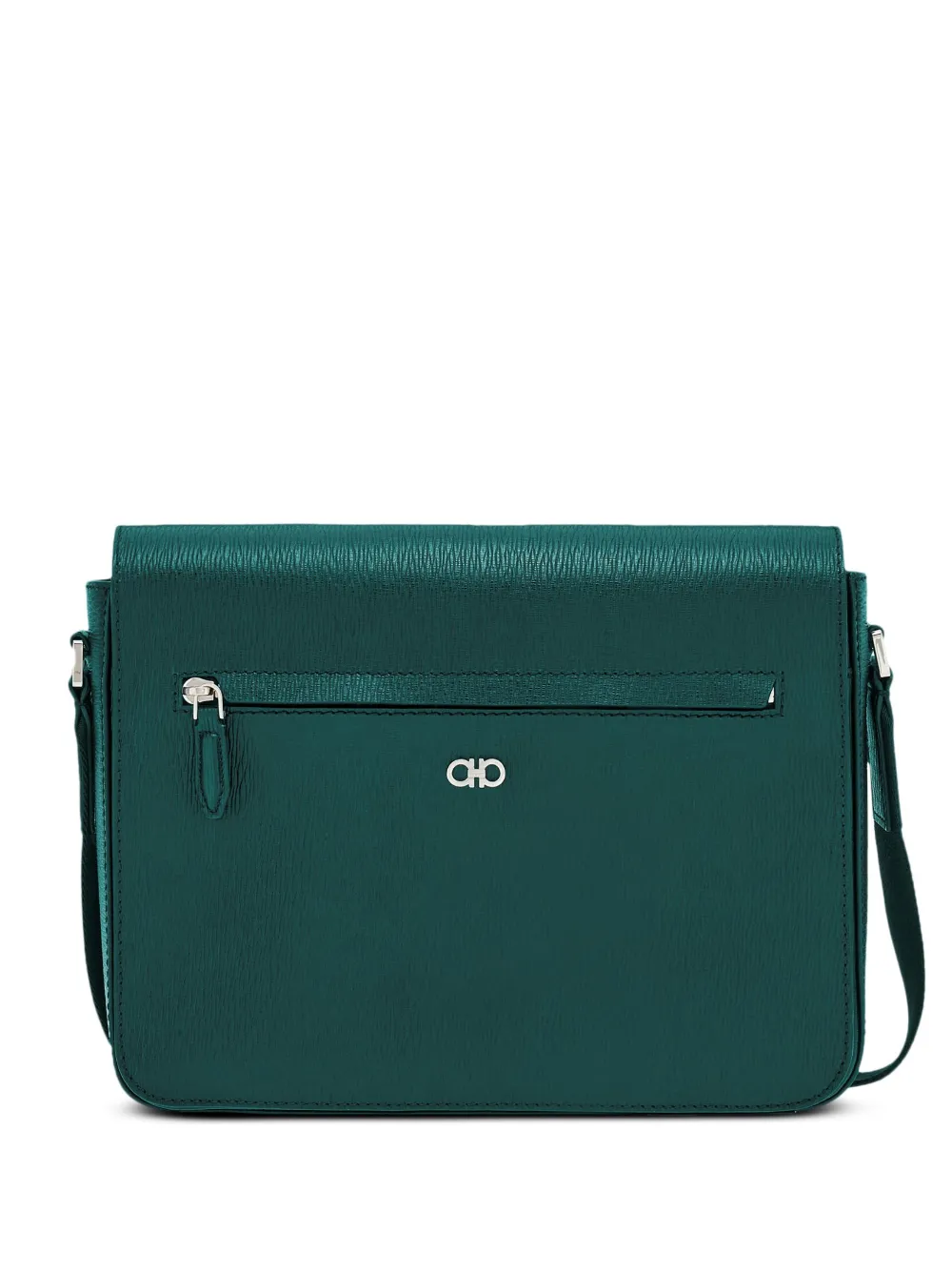 Ferragamo Gancini leren messengertas Groen