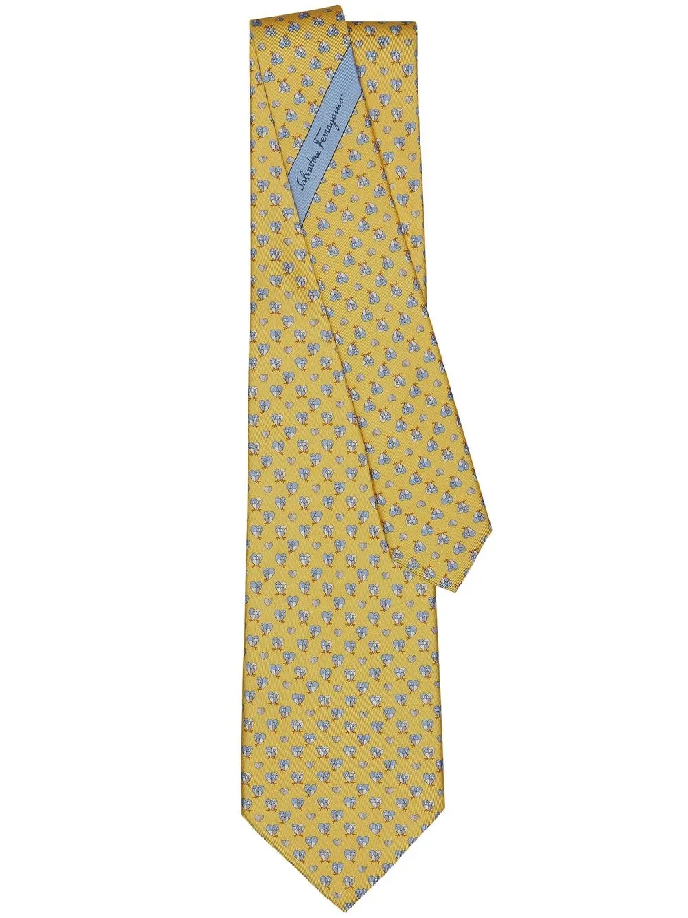 

Ferragamo corbata de seda con corazones estampados - Amarillo