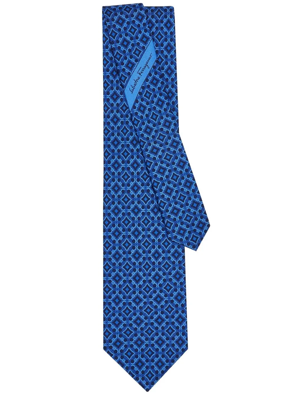 

Ferragamo Gancini print silk tie - Blue